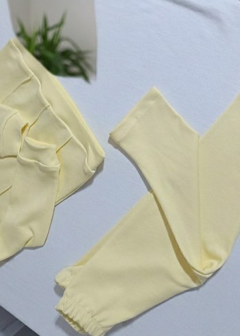 Özel dikim Sarı penye mevsimlik Uzun Kollu Bebek Kız Takımı - Görsel 3