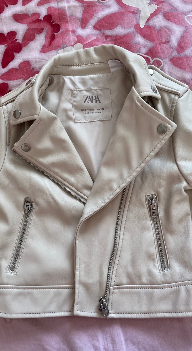 Zara Krem Deri Görünümlü Biker Ceket — görsel 2/3