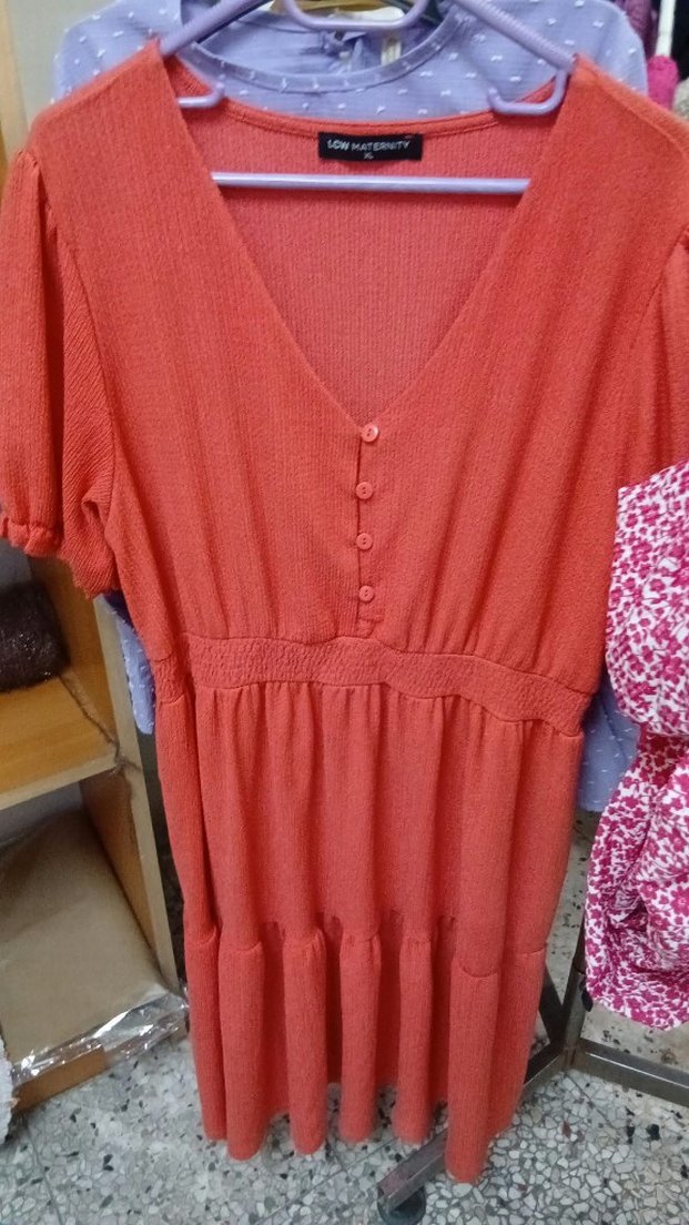 Kiremit Kırmızısı V Yaka Mini Elbise — görsel 2/3