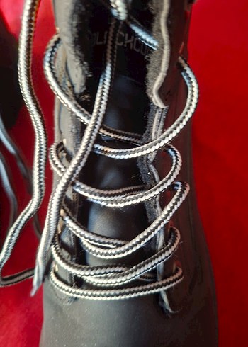 Gri Bağcıklı Erkek Kauçuk Goth Bot - Görsel 2