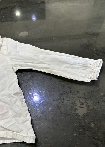 18-24 Ay Beden Düğmeli Beyaz Kız Keten Gömlek