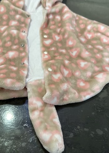 Pembe Kapüşonlu Bağcıklı Kız Panço - Görsel 4