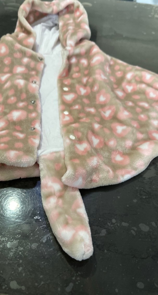 Pembe Kapüşonlu Bağcıklı Kız Panço - Görsel 4