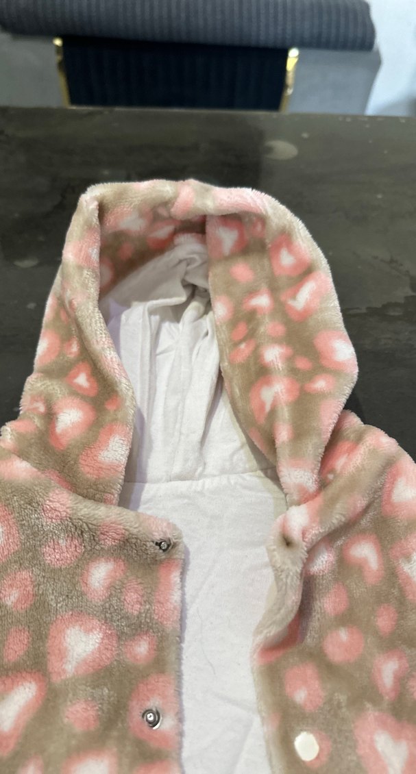 Pembe Kapüşonlu Bağcıklı Kız Panço - Görsel 5