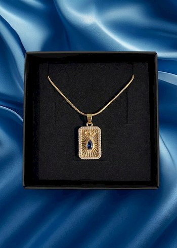 Accessorize  Altin Tonlu Mavi Tasli İnce Zincir Kolye