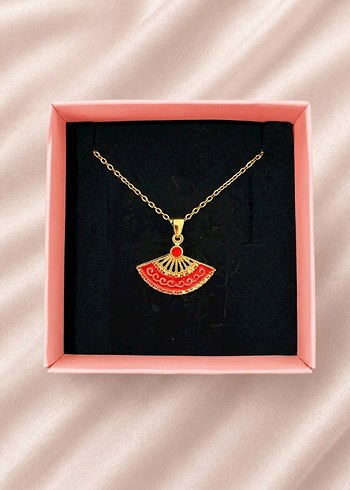 Accessorize  Altin Fanli Kirmizi Zarif Kolye