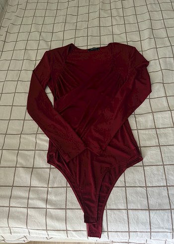 Bordo V Yakalı Uzun Kollu Kadın Bluz