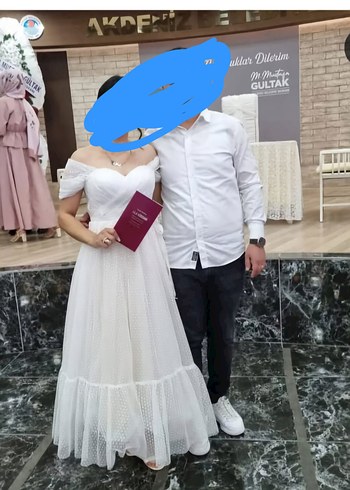 40 Beden beyaz Renk Beyaz Straplez Mini Gelinlik nikah