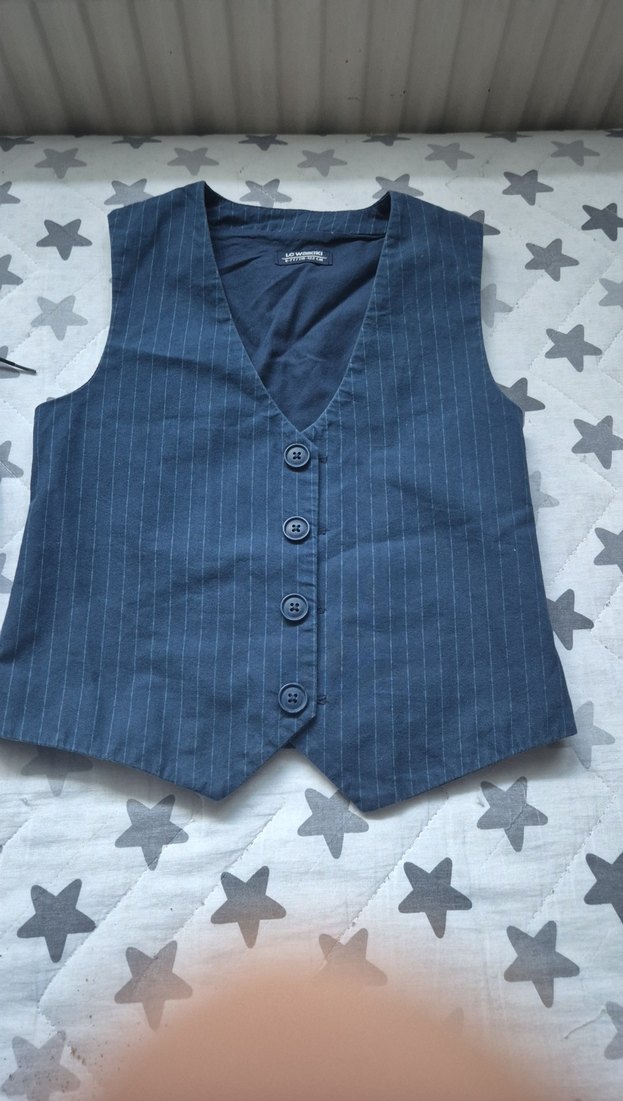 Erkek Çocuk Düğmeli Lacivert Denim Yelek - Görsel 2