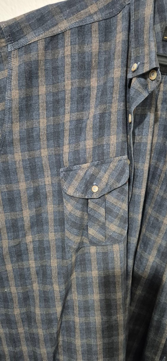 Düğmeli Gri Denim Erkek Gömlek - Görsel 5