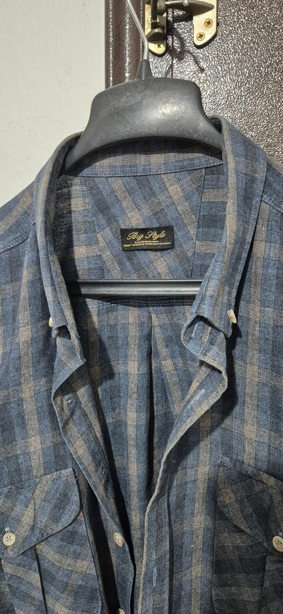 Düğmeli Gri Denim Erkek Gömlek - Görsel 2