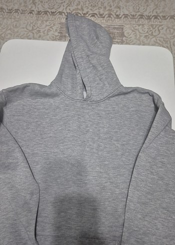 Gri Kapüşonlu Kadın Sweatshirt - Görsel 2