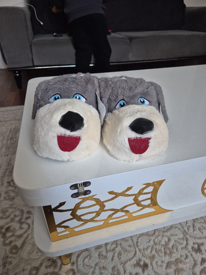 Gri Peluş  Ev Terliği - Görsel 3