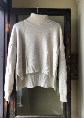 Diğer Ekru Oversize Triko Kazak