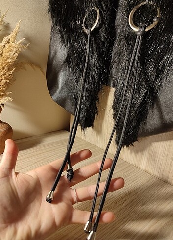 Zara Deri peluş tüylü yelek ceket