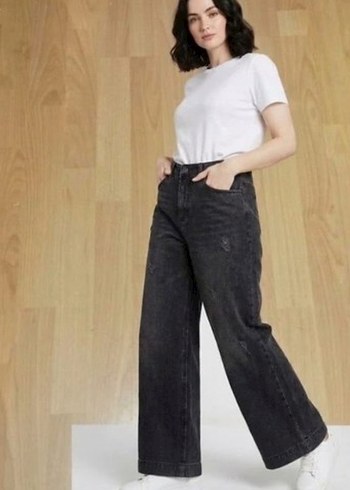 Diğer Yuksek Bel Siyah Denim Pantolon