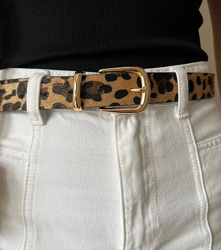 LEOPAR DESENLİ GOLD TOKALI KEMER