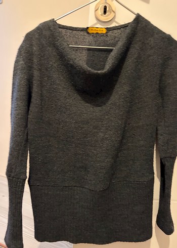 Gri Yünlü Yüksek Yakalı Kadın Kazak - Görsel 5