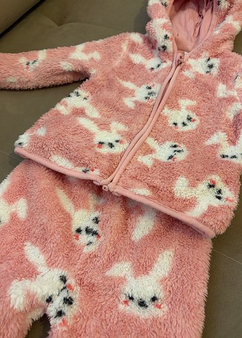 Pembe Tavşan Desenli Bebek Kız Takımı - Görsel 2