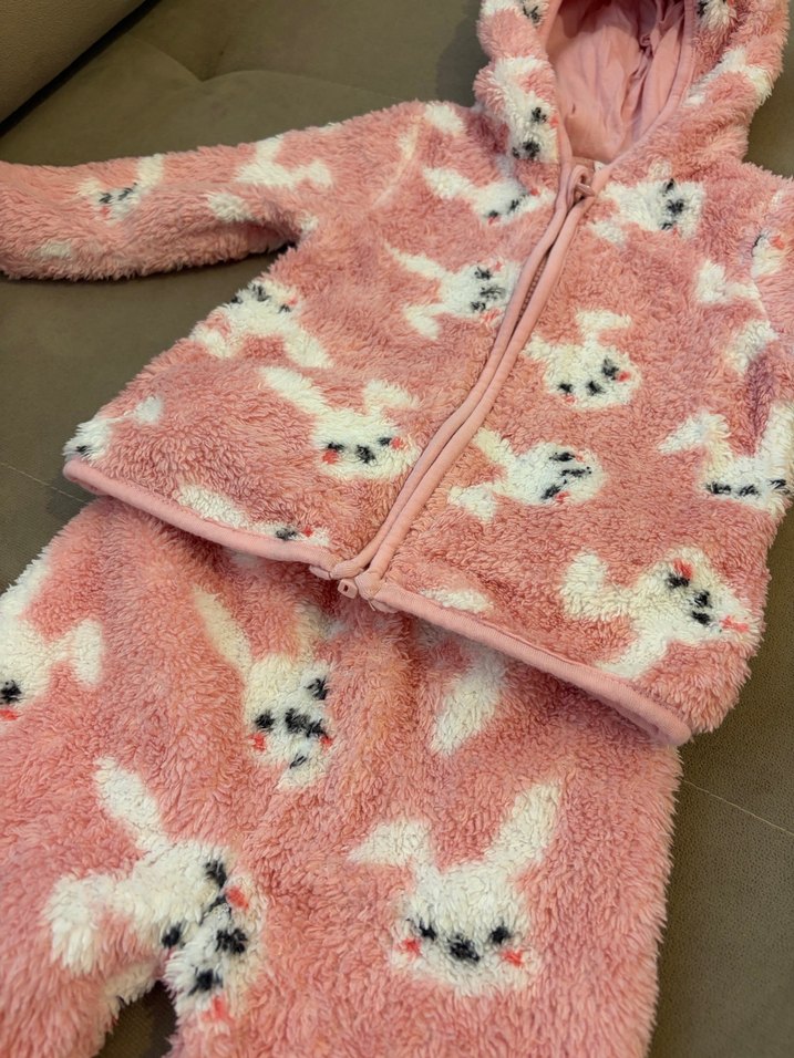 Pembe Tavşan Desenli Bebek Kız Takımı - Görsel 2