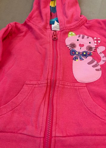 Kız Çocuk Kapüşonlu Fermuarlı Sweatshirt - Görsel 2