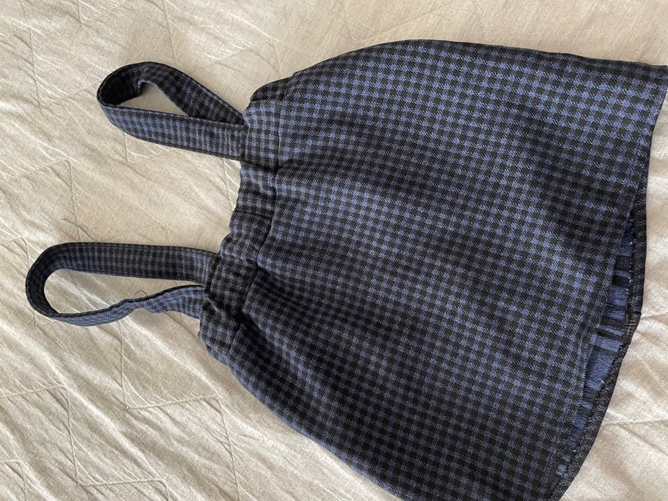 Düğmeli Lacivert Ekose çocuk elbise - Görsel 3