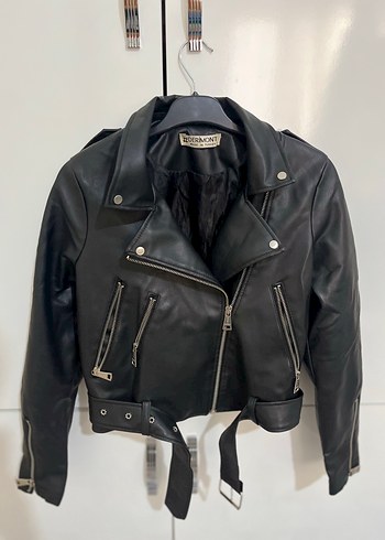 Derimod Sehir Stiline Uygun Siyah Deri Biker Ceket