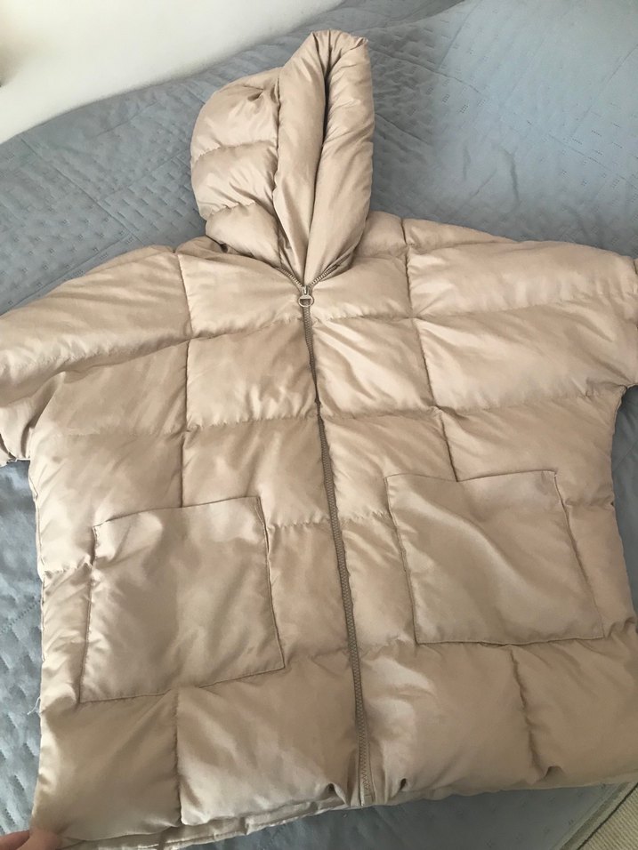 Bej Kadın Midi Kışlık Şişme Mont - Görsel 2