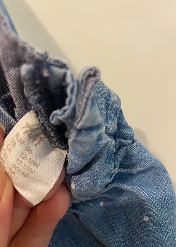 Kolsuz Mavi Denim Kız Elbise - Görsel 3