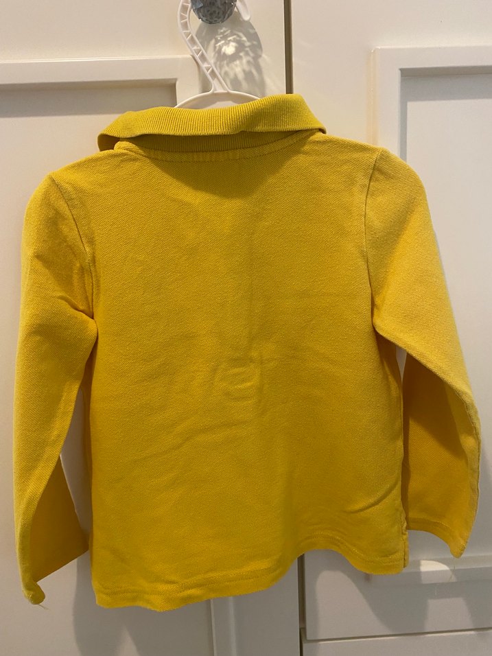 Sarı Uzun Kollu Polo Yaka  Tişört - Görsel 3