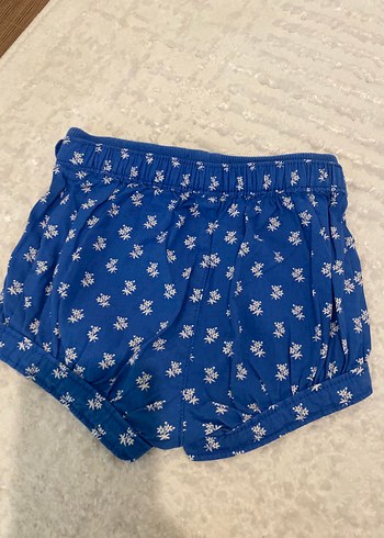 Kız Çocuk Mavi Düğmeli Pamuk Şort - Görsel 3