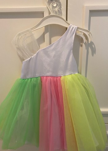 Kız Çocuk Çok Renkli Tül Elbise - Görsel 2