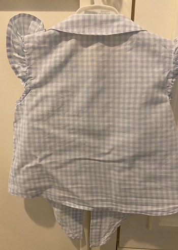 Kız Çocuk Gömlek Yaka Düğmeli Kareli Bluz - Görsel 3