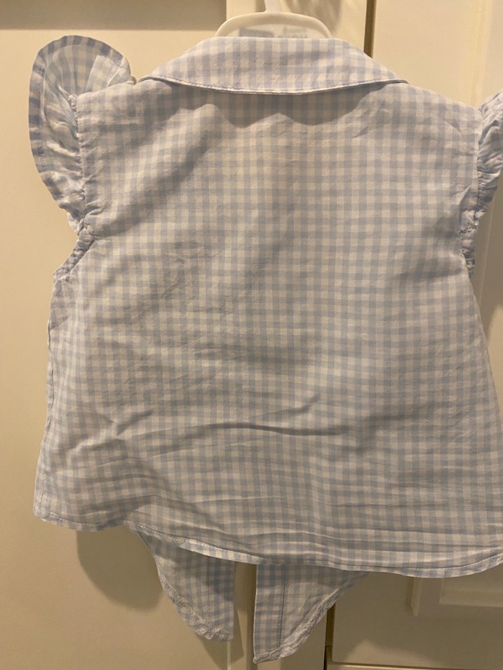 Kız Çocuk Gömlek Yaka Düğmeli Kareli Bluz - Görsel 3