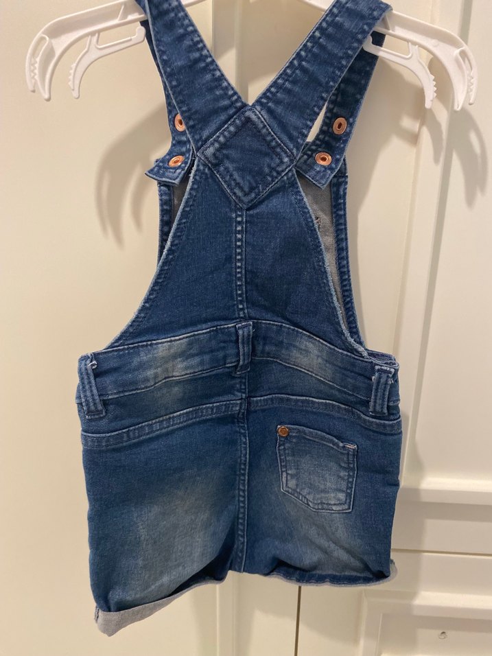 Kız Çocuk Kot Tulum Kalp Detaylı - Görsel 2