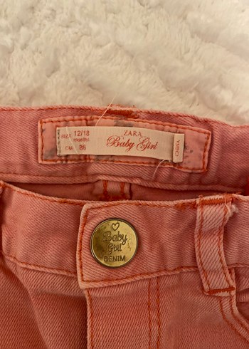 12-18 Ay Beden Pembe Kız Çocuk Dar Kesim Denim Pantolon