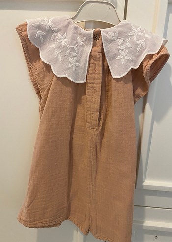 Kız Çocuk Bej Keten Fırfırlı Şort Tulum - Görsel 3