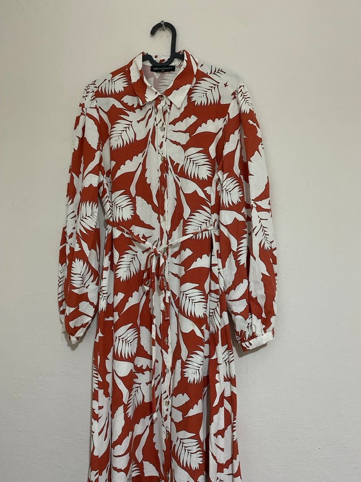 LCW Maternity Uzun Kollu Desenli Gömlek Elbise - Görsel 5