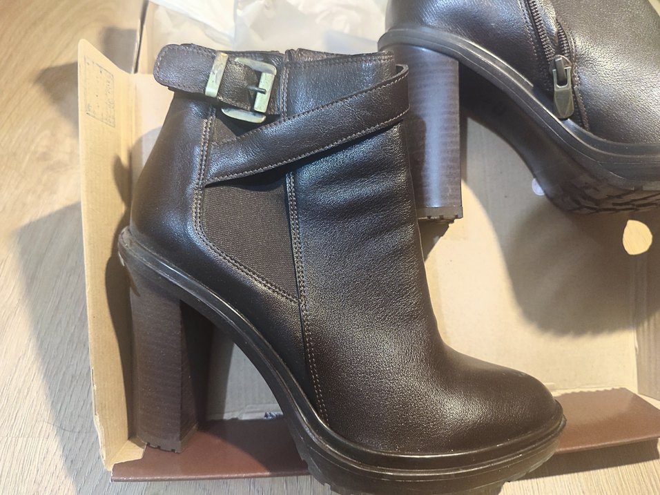 Acı Kahve Hakiki Deri Tokalı Topuklu Kadın Bot - Görsel 2