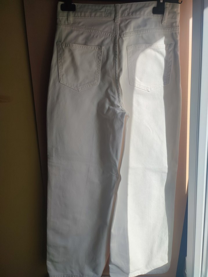 Kadın Beyaz Wideleg Kot Pantolon - Görsel 3