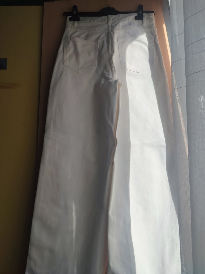 Kadın Beyaz Wideleg Kot Pantolon - Görsel 4