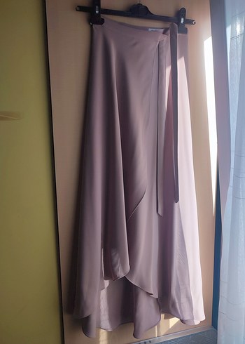 Somon Pembe Bağlamalı Uzun Kadın Etek - Görsel 6