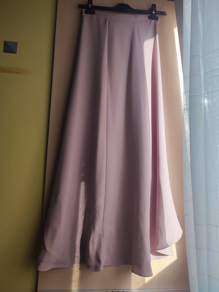 Somon Pembe Bağlamalı Uzun Kadın Etek - Görsel 4