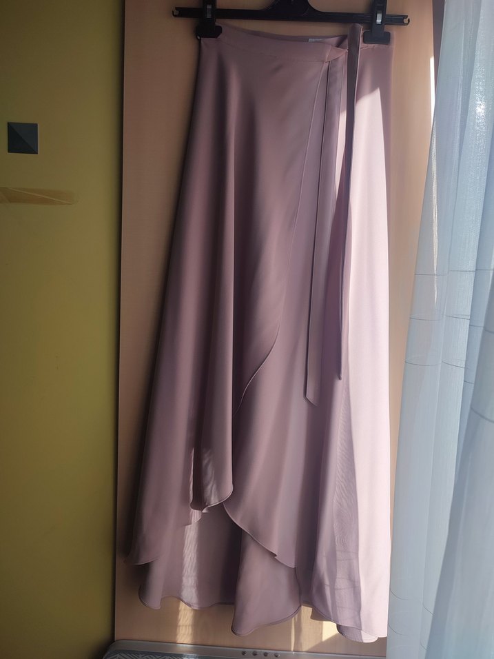 Somon Pembe Bağlamalı Uzun Kadın Etek - Görsel 2