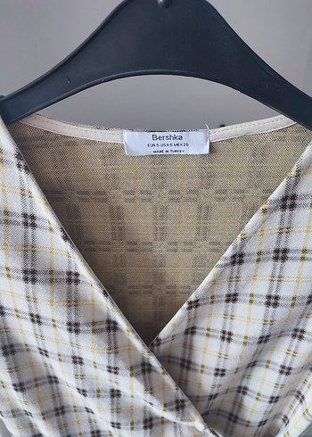 Ekose Desenli Fiyonk Mini Tulum - Görsel 3