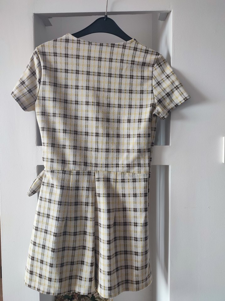 Ekose Desenli Fiyonk Mini Tulum - Görsel 4