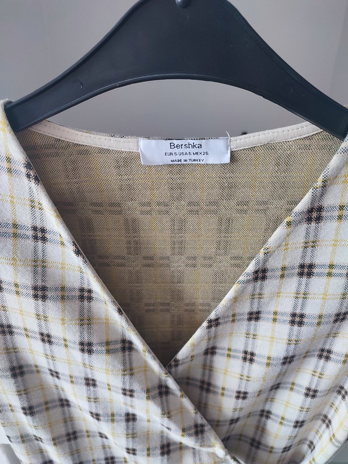 Ekose Desenli Fiyonk Mini Tulum - Görsel 3