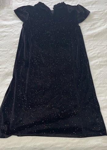 LC Waikiki Siyah Simli Kadife Elbise Cocuk 9 10 Yas