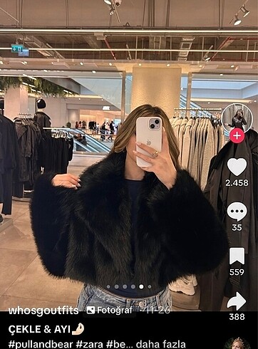 m Beden siyah Renk PULL BEAR SİYAH KURK