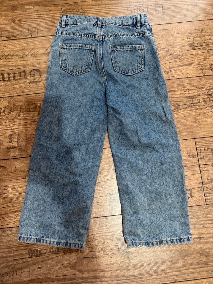 Kızlar için Bağcıklı Rahat Kesim Kot Pantolon - Görsel 3